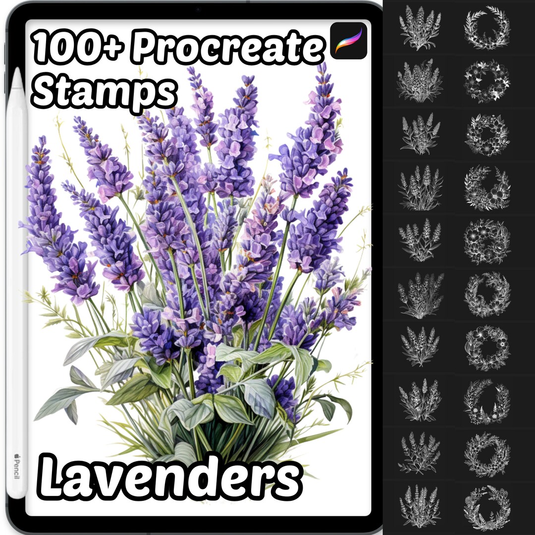 Lavender Flower Procreate Stamps | 100+ Procreate Floral Stamps ...