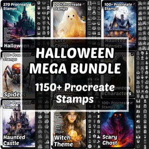 Procreate Halloween Mega Bundle Stamps | 1150+ Procreate Stamps | Halloween Procreate Brushes | Spooky Procreate Stamps| Horror Procreate