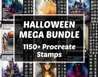 Procreate Halloween Mega Bundle Stamps | 1150+ Procreate Stamps | Halloween Procreate Brushes | Spooky Procreate Stamps| Horror Procreate