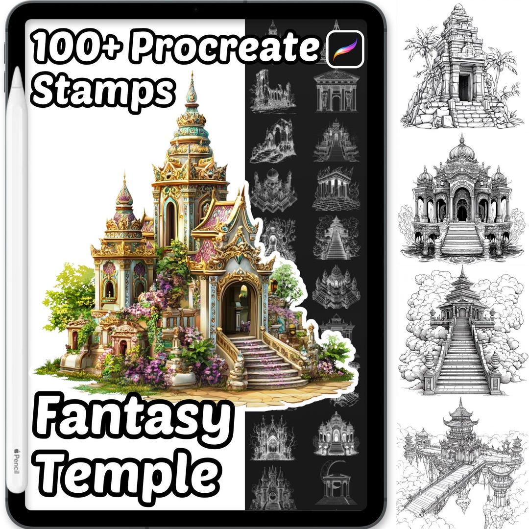 Fantasy Temple Procreate Stamps | 100+ Procreate Fantasy Temple Stamps ...