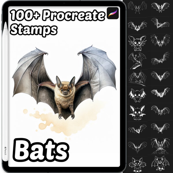 Bats Procreate Stamps | 100+ Cute Bats Animal Procreate Brushes | Procreate Stamps | Procreate Brushes | Cute Animal Procreate Brushes | Bat