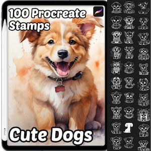Cute Dog Procreate Stamps | 100+ Procreate Animal Stamps | Dog Procreate Stamps  | Puppy Procreate brushes | Animal Procreate Stamp