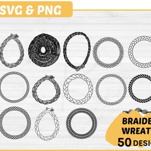 Wreath SVG Bundle | Braided Wreath Svg  Bundle | Rope Wreath SVG | Braided Sweetgrass Svg | Leaves Wreath Svg | Floral Wreath Svg for Cricut