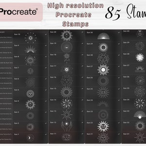 Sun and Moon Procreate Stamps | 85 Mystical Procreate Stamps ...