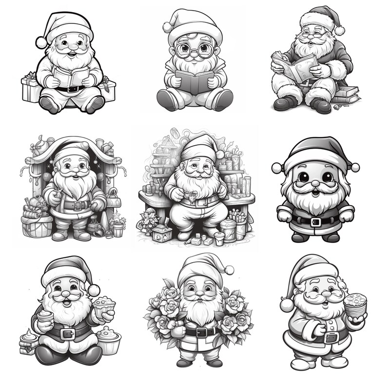 Christmas Procreate Stamps | 100+ Procreate Santa Claus Stamps | Santa ...