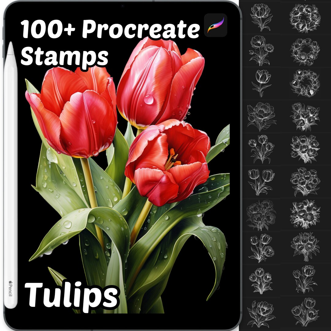 Tulip Flowers Procreate Stamps | 100+ Procreate Floral Stamps ...