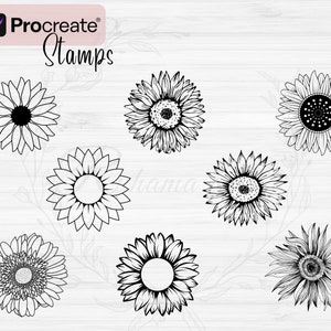 Sunflower Procreate Stamps | 84 Sunflower Procreate Brushes | Floral ...