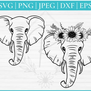 Elephant Svg bundle | Cute baby elephant svg | Elephant with floral crown svg | Baby shower svg | Baby girl svg | baby boy svg | PNG | EPS