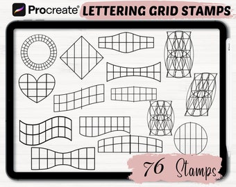 Letter Grid Procreate Brushes | 76 Lettering Grid Procreate Stamps | Lettering Brush Set For Procreate | Procreate fonts| letter builder set