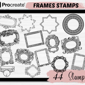 Procreate Frame Stamps | 44 Frame procreate stamps | frame stamps Procreate | Frame stamps | Procreate vintage frame brushes stamps |ipad