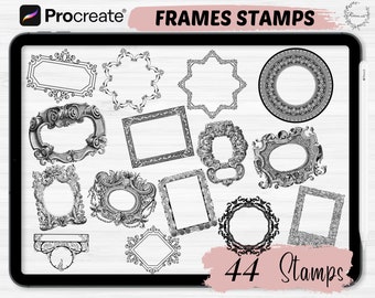 Procréer des timbres de cadre | 44 Timbres de procréation de cadre | timbres de cadre Procréer | Timbres de cadre | Procréer des timbres de brosses à cadre vintage |ipad