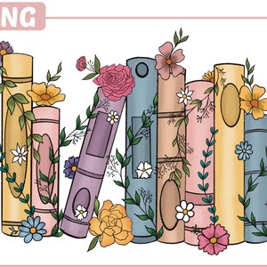 Book Png | Wildflower Book Png | Book Lover Sublimation Design | Reading PNG | Book Clipart | Retro Png |Floral Book Png |Book with Flower 5