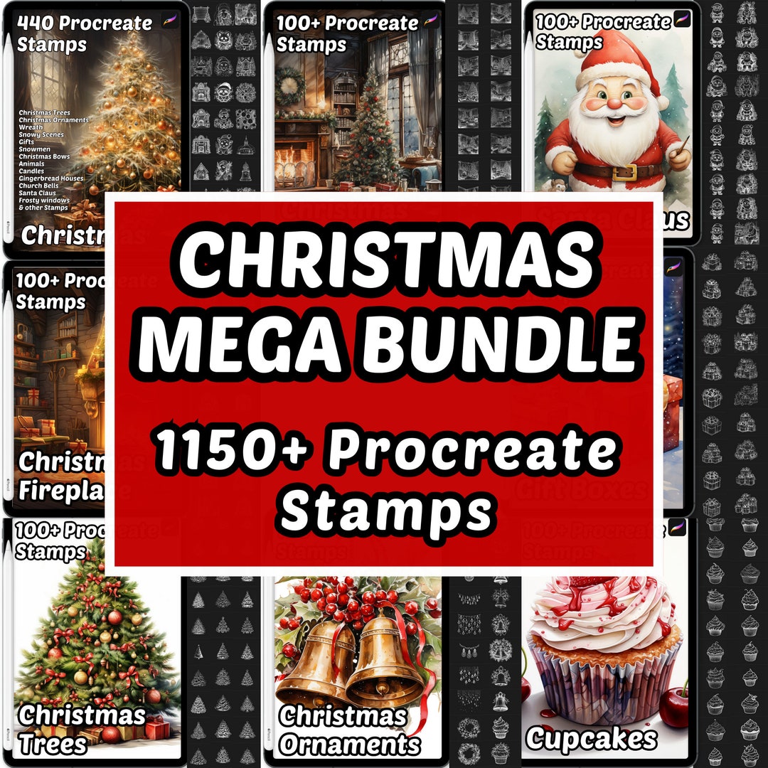 Procreate Christmas Mega Bundle Stamps | 1150+ Procreate Stamps ...