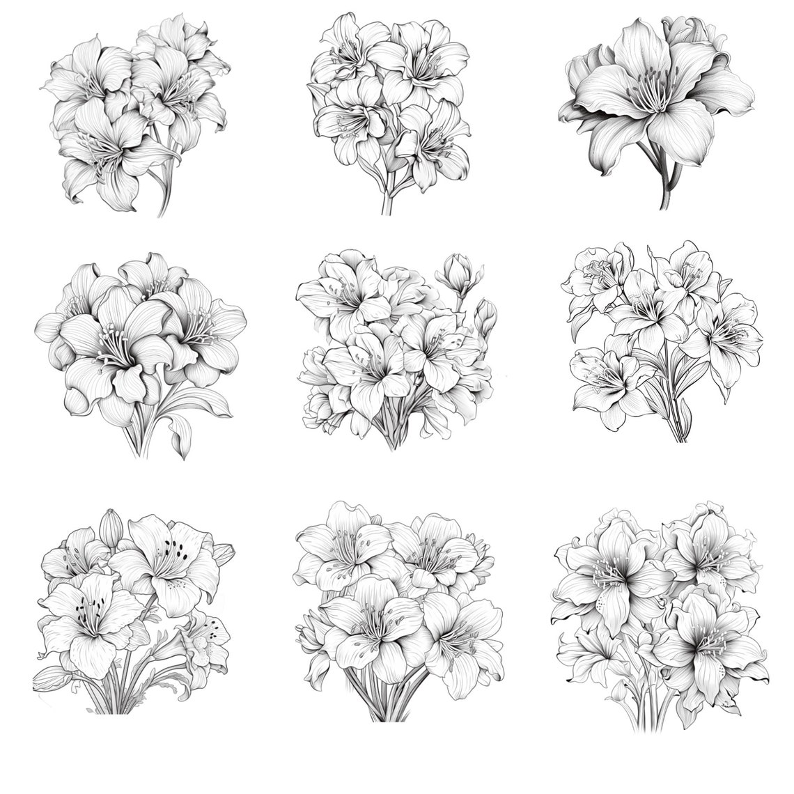Amaryllis Procreate Stamps | 50+ Procreate Floral Stamps | Botanical ...
