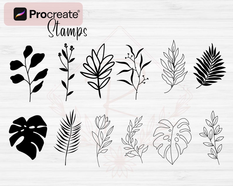 Boho Leaf Procreate Stamps | 100 Boho Abstract Doodle Procreate Brushes ...