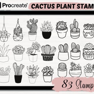 Cactus Plants Procreate stamps | 83 Plants Procreate stamps | house plant Procreate stamps | Procreate Plants Brush | Procreate Brushes Tool