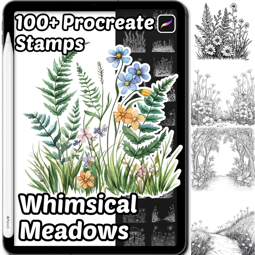 Whimsical Meadow View Procreate Brushes | 100+ Procreate Whimsical ...