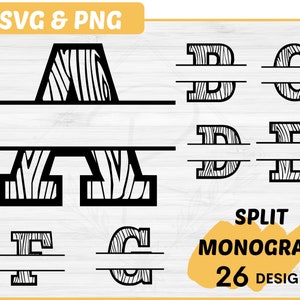 Split Monogram SVG Bundle | 26 Split letter svg | Split letter monogram svg bundle cutfiles for cricut | 26 Split Alphabet Svg bundle files