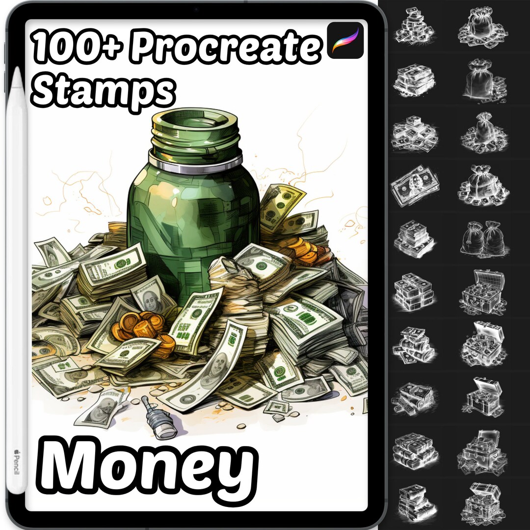 Money Procreate Stamps 100 Procreate Money Jars Stamps Treasure Boxes