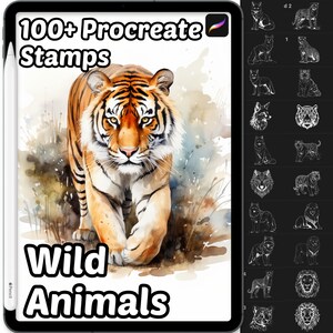 Wild Animal Procreate Stamps | 100+ Doodle Animal Procreate brushes | Procreate stamps | Procreate Brushes | Doodle Procreate stamp