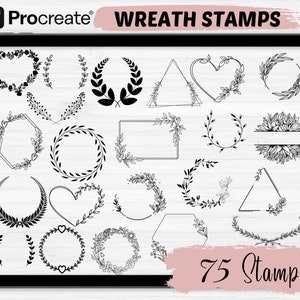 Procreate floral wreath stamps | 75 wreath procreate stamps | flower stamps Procreate |flower wreath stamps |Procreate flower brushes |ipad