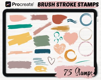 Paint Brush Stroke Procreate Stamps | 75 Strokes Planner Procreate stamps brushes | Procreate planner brushes | Planner procreate stamps