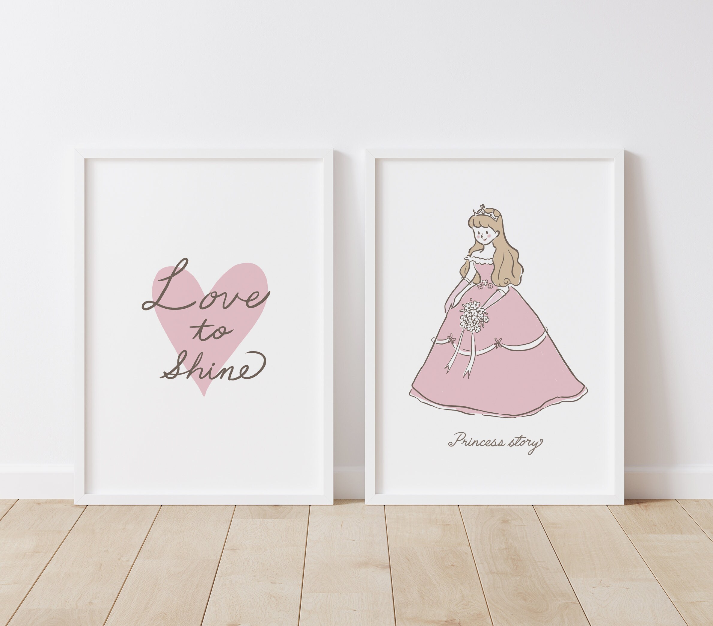 Princess Wall Art Set of 2 Prints Princess Nursery Decor Etsy