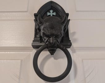 Battente per porta a forma di gargoyle, decorazione gotica fantasy, anello decorativo in stile medievale