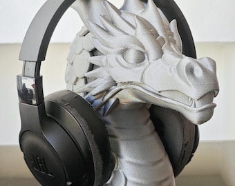 Dragon Headphone Holder, Fantasy Gaming Headset Stand, Gamer Desk Decor, Dragon Gift