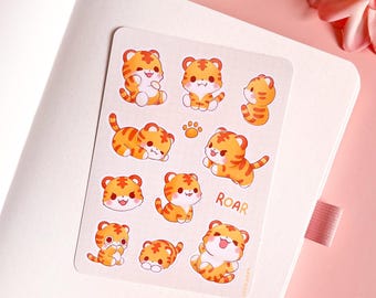Tiger Sticker Sheet, Cute Journal and Deco Stickers