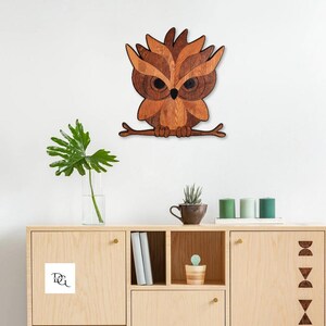 Handcrafted Wooden Owl Wall Art Decor - Rustic Wooden Animal Wall Hanging for Living Room, Bedroom, Nature-Inspired Home Decoration