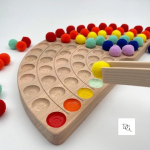 Montessori Rainbow Sorting Board, Fine Motor Skills Toy, Educational Preschool Learning Activity, Learning Color Toys, Montessori Materials,