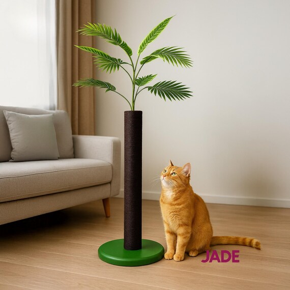 Natural Wood Cat Scratching Post With Palm Top for Modern Homes, Stylish Cat  Scratch Tower, Tall Sisal Palm Tree Cat Post, Indoor Furniture - Etsy