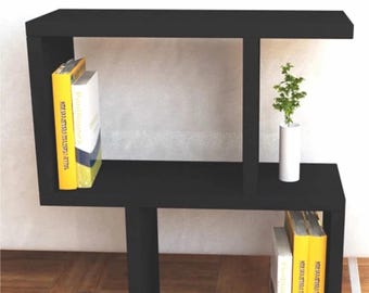 Walnut Side Table with Bookshelf, Modern Wood End Table, Multifunctional Coffee Table, Living Room Furniture, Handmade Walnut Nightstand