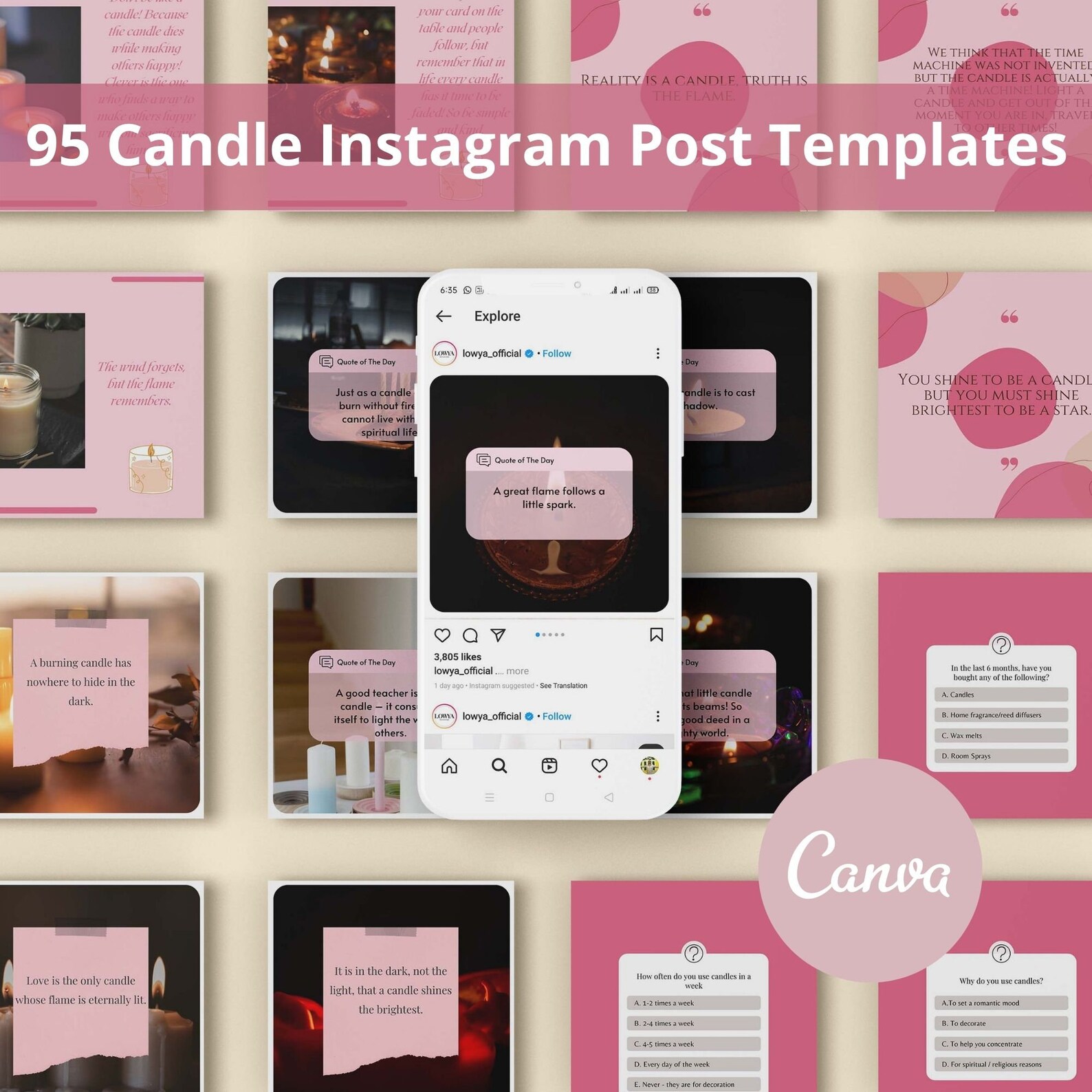 95 Candles Instagram Post Candles Post Templates Candles Etsy