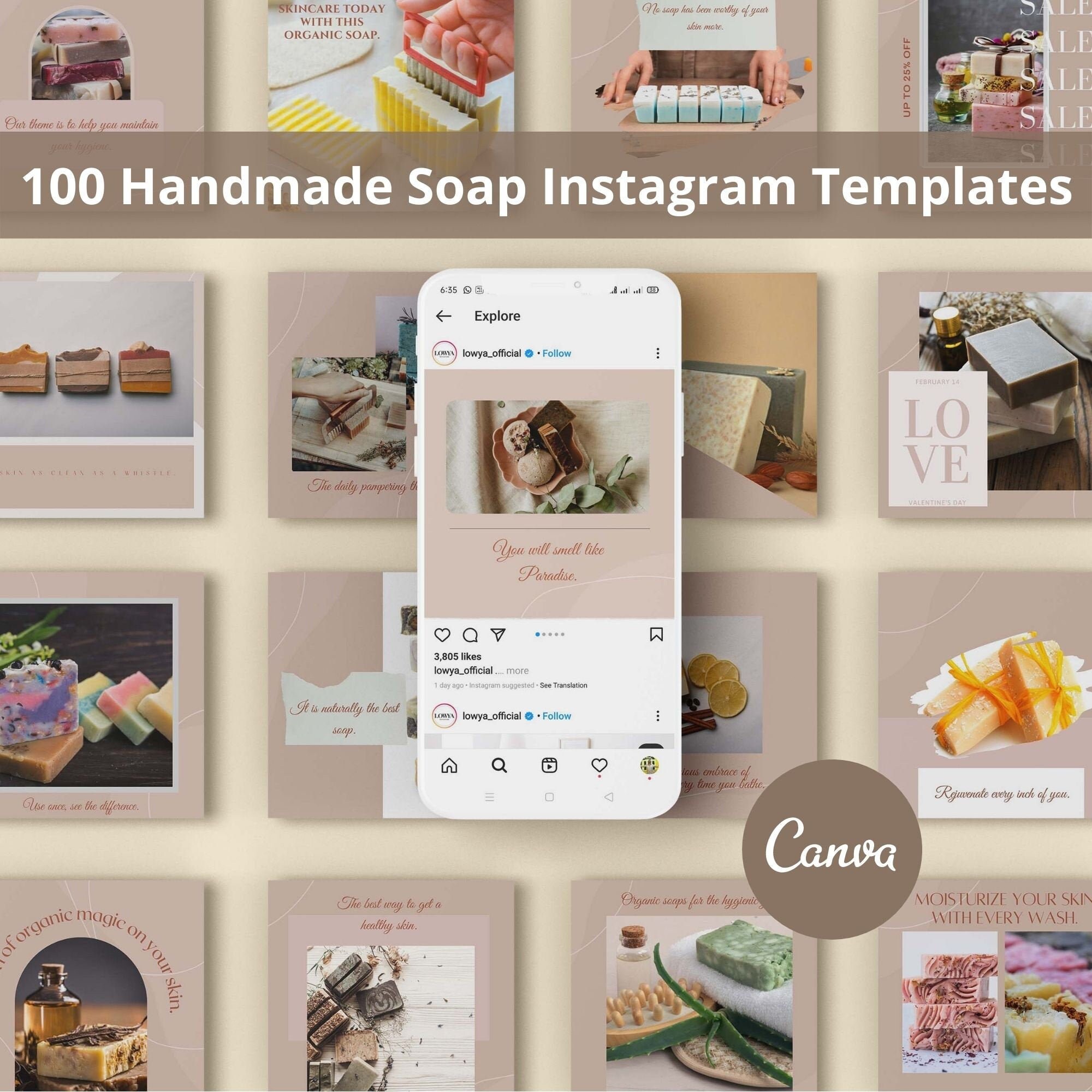 100 Handmade Soap Instagram Templates Handmade Soap Bar Etsy