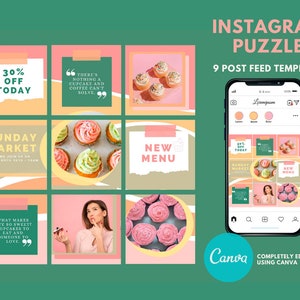 Canva Instagram Puzzle Feed Vorlage | Bunte Vorlage | Instagram 9 Posts | Instagram Vorlagen | Canva Instagram Post Vorlagen