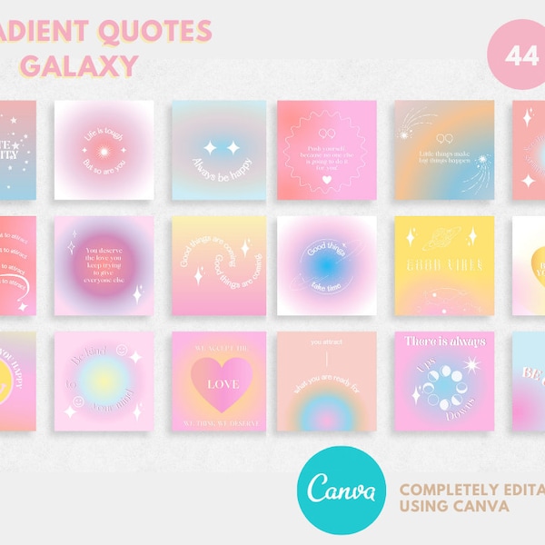 44 Instagram Quote Post template, Done for you life Coaching Instagram, Instagram Template Gradient, Editable Instagram Posts Spiritual