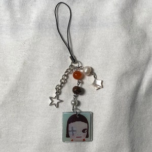 Yoshitomo Nara inspired beaded keychain / phone charm