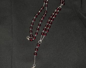 Dark red glass beaded rosary | Gothic Choker |