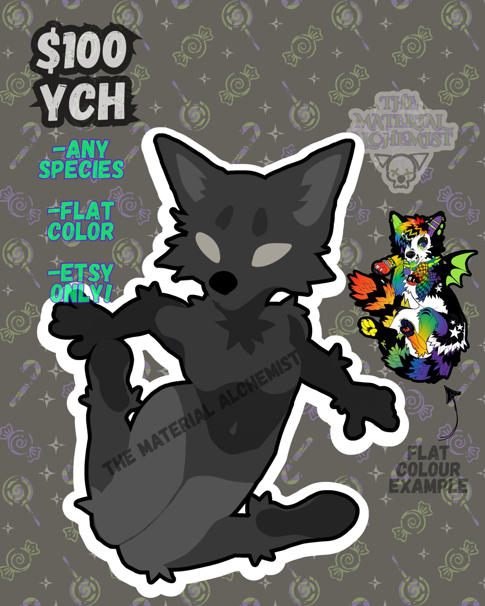 Flat Colour YCH Laminated Badge (Any Species)