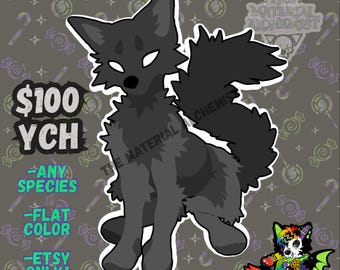 Flat Colour YCH Laminated Badge (Any Species)