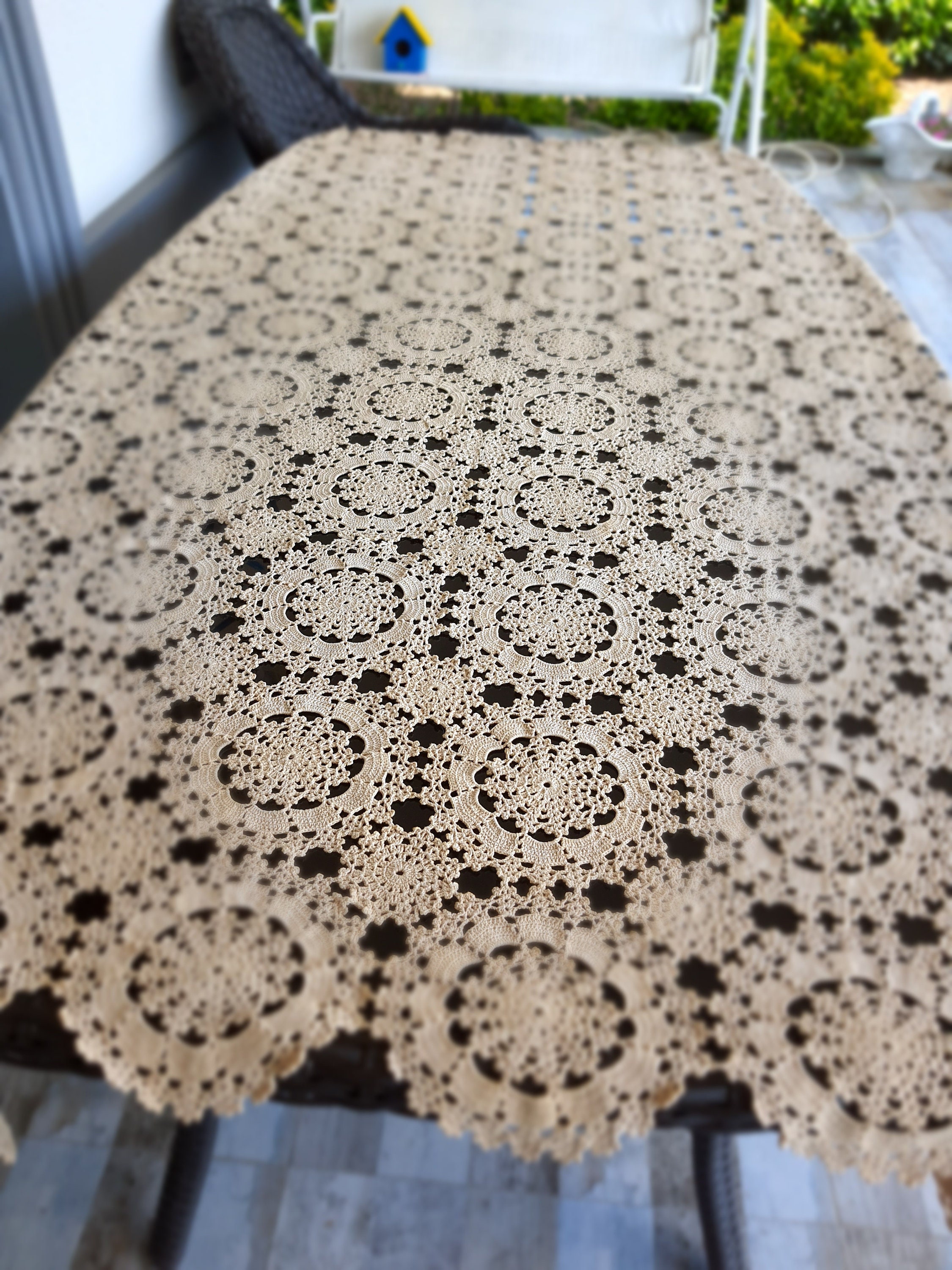 Rectengular crochet knit lace Table cover Home decoration Etsy