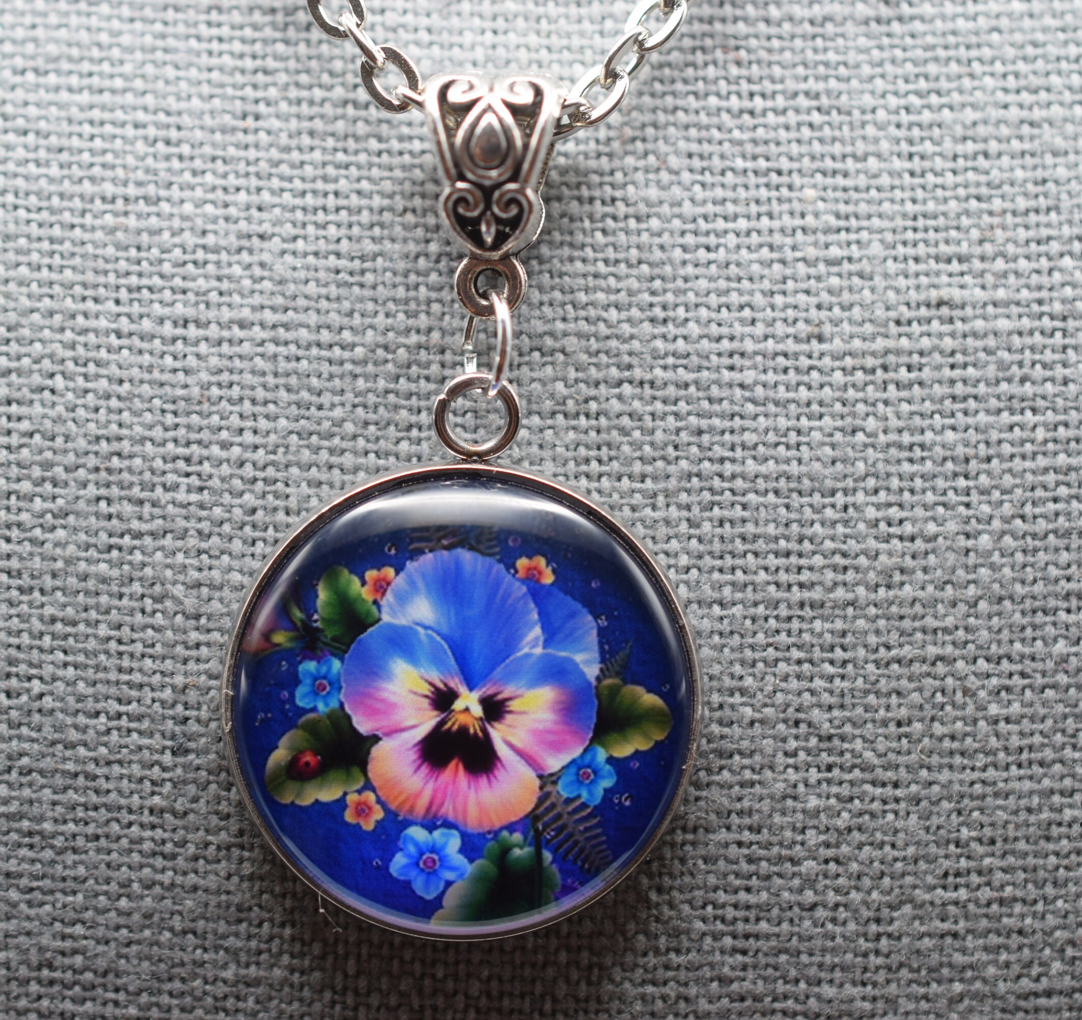 Pansy Pendant Pansy Necklace Floral Pendant Pansy Flower Etsy
