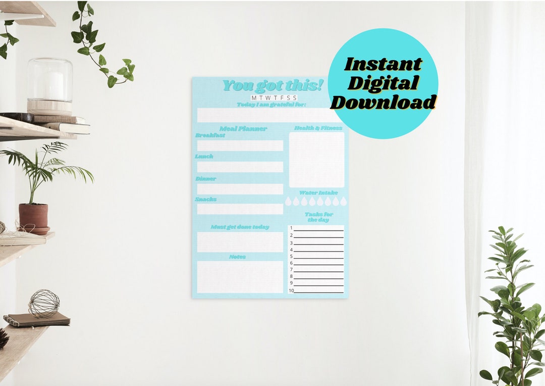 Daily Planner Printable, Daily Health Tracker, Instant Download, Health ...
