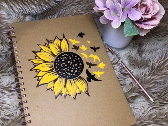 Cuaderno de girasol Flores Notas Organización Cuadernos en - Etsy México