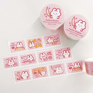 Washi-tape met puffie-stempel (roze)