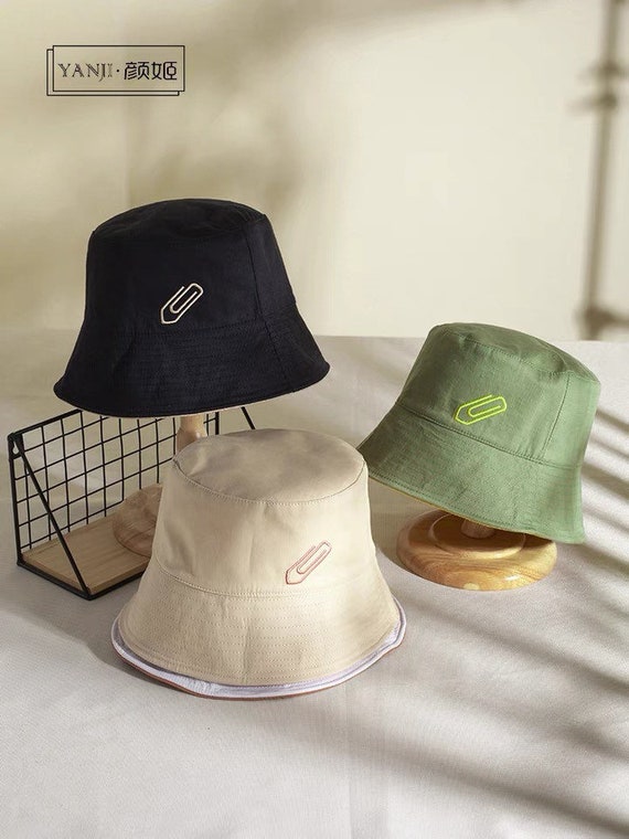 Pin Embroidered Reversible Bucket Hat/Japanese Style/Sunblock/Men/Women/Gift/unisex/sun cover/student/outdoor/vacation/beach/couple