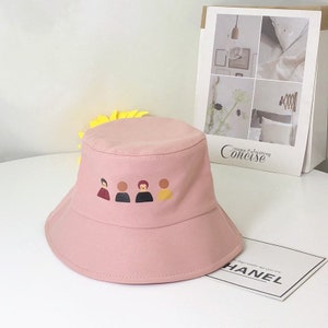 People Figures Bucket Hats Japanese Style/Sunblock/Fashion/Hat/Casual/Korean/Student/Men/Women/Cute/Trendy/Minimalist/Grey/Gray/Pink/Simple