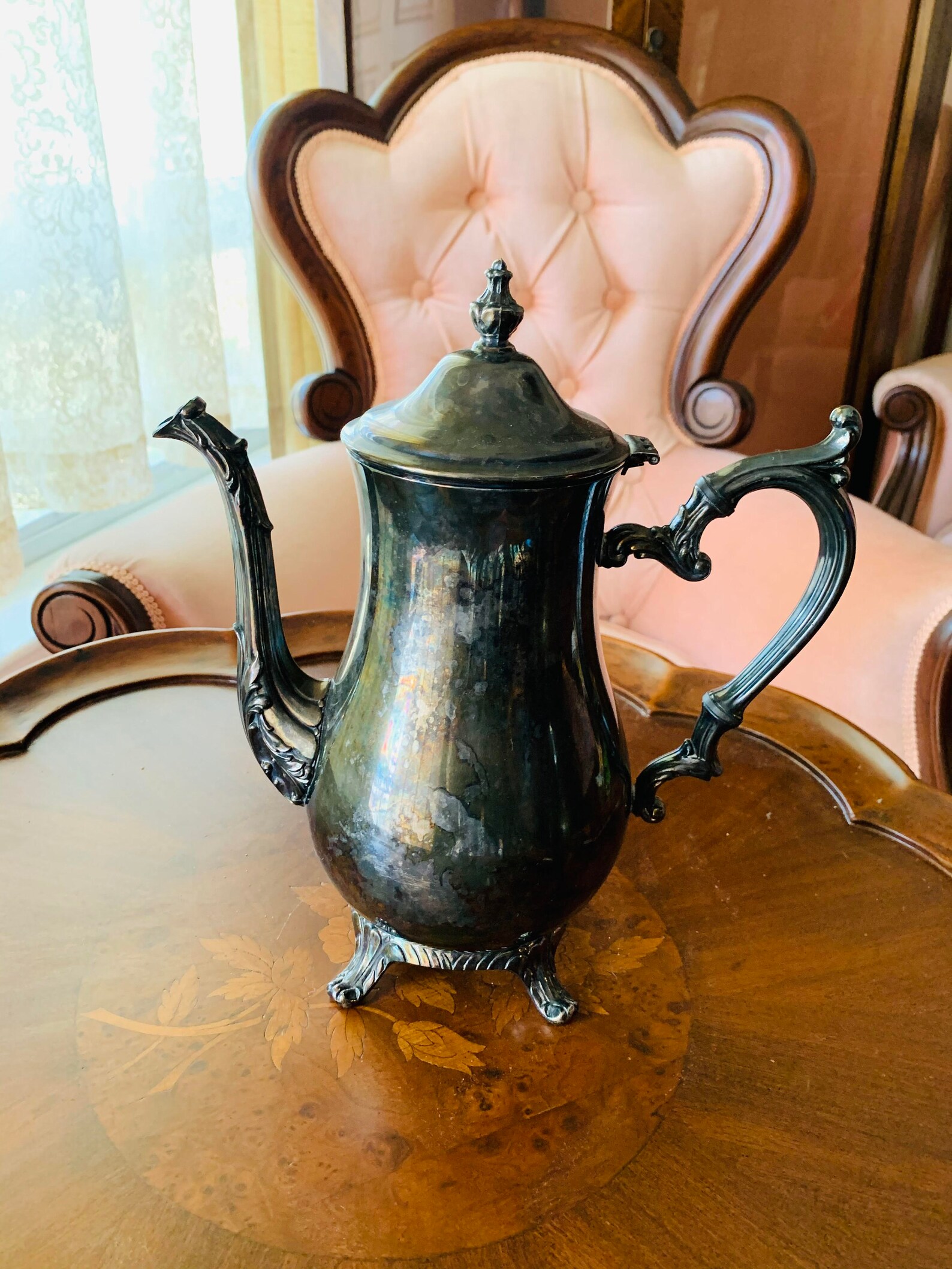 Antique WM Rogers 800 Silverplate Footed Teapot Coffee Pot Etsy